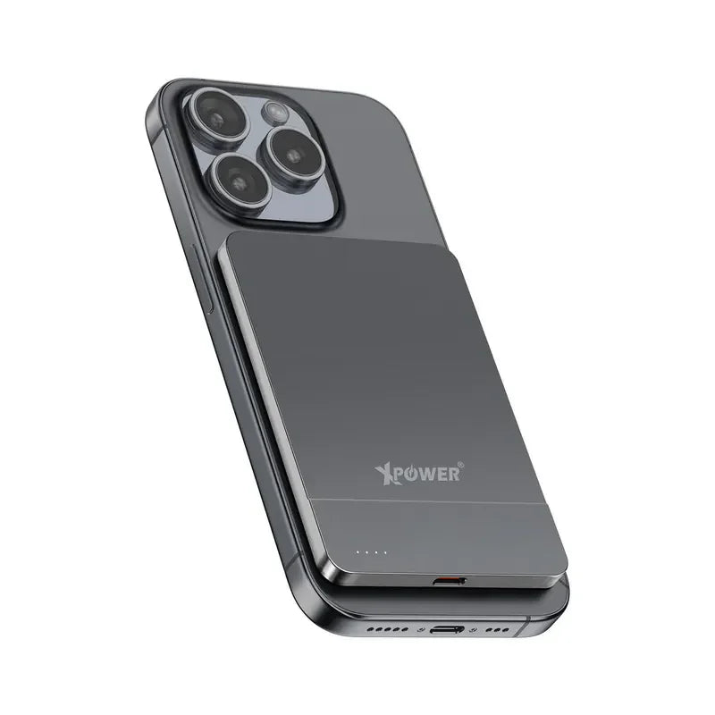 Xpower 5000mah 20w 2in1 Wireless Ultra Thin Power Bank - Grey - Tashqila Xpower 5000mah 20w 2in1 Wireless Ultra Thin Power Bank - Grey - Tashqila
